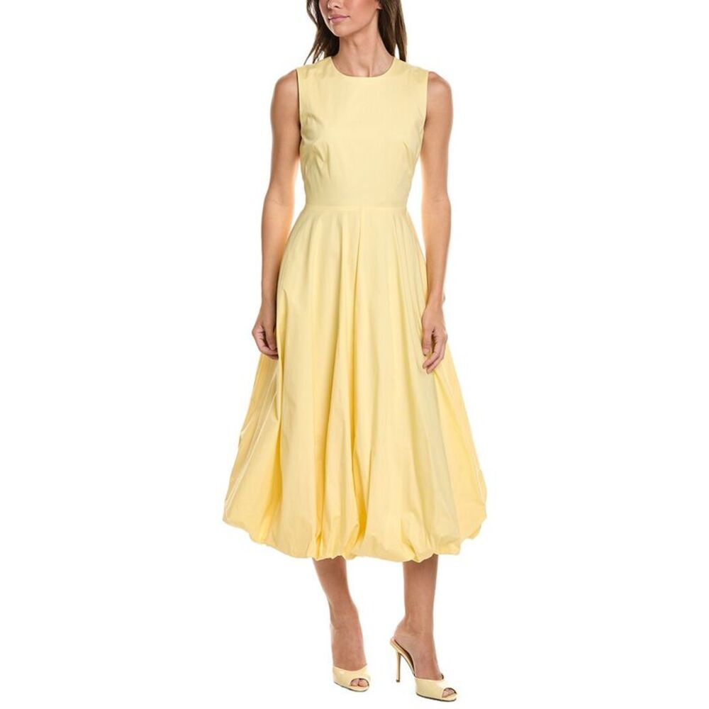 Kenneth Cole Womens Bubble Hem Midi Dress, Yellow